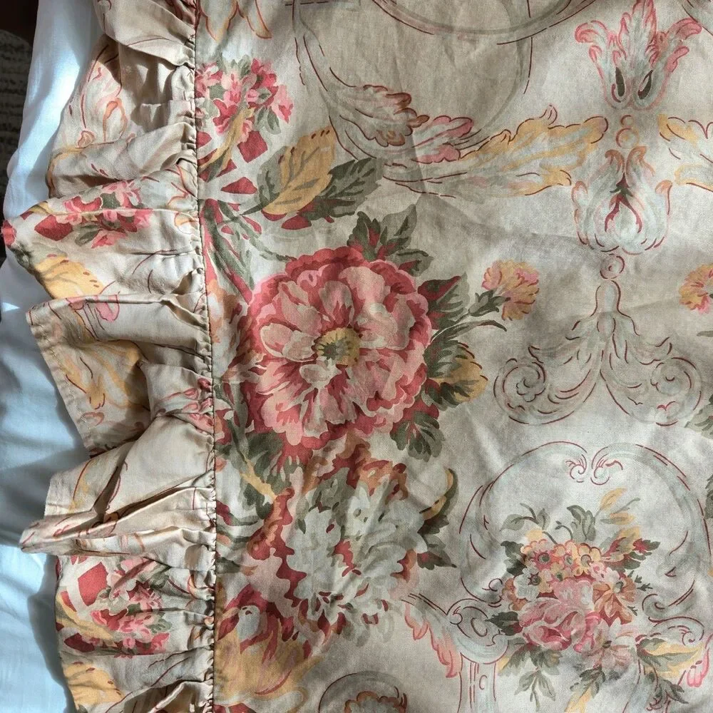 Pair (2) Vintage Ralph Lauren Guinevere Aragon Ruffled Euro Shams Cotton 25